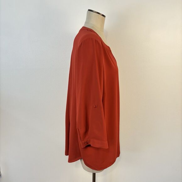 41 Hawthorne Womens 3X Karie Split Neck Blouse Tunic Top Shirt Career - Picture 9 of 10